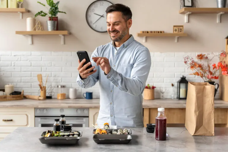 Warm kitchen counter with ingredients